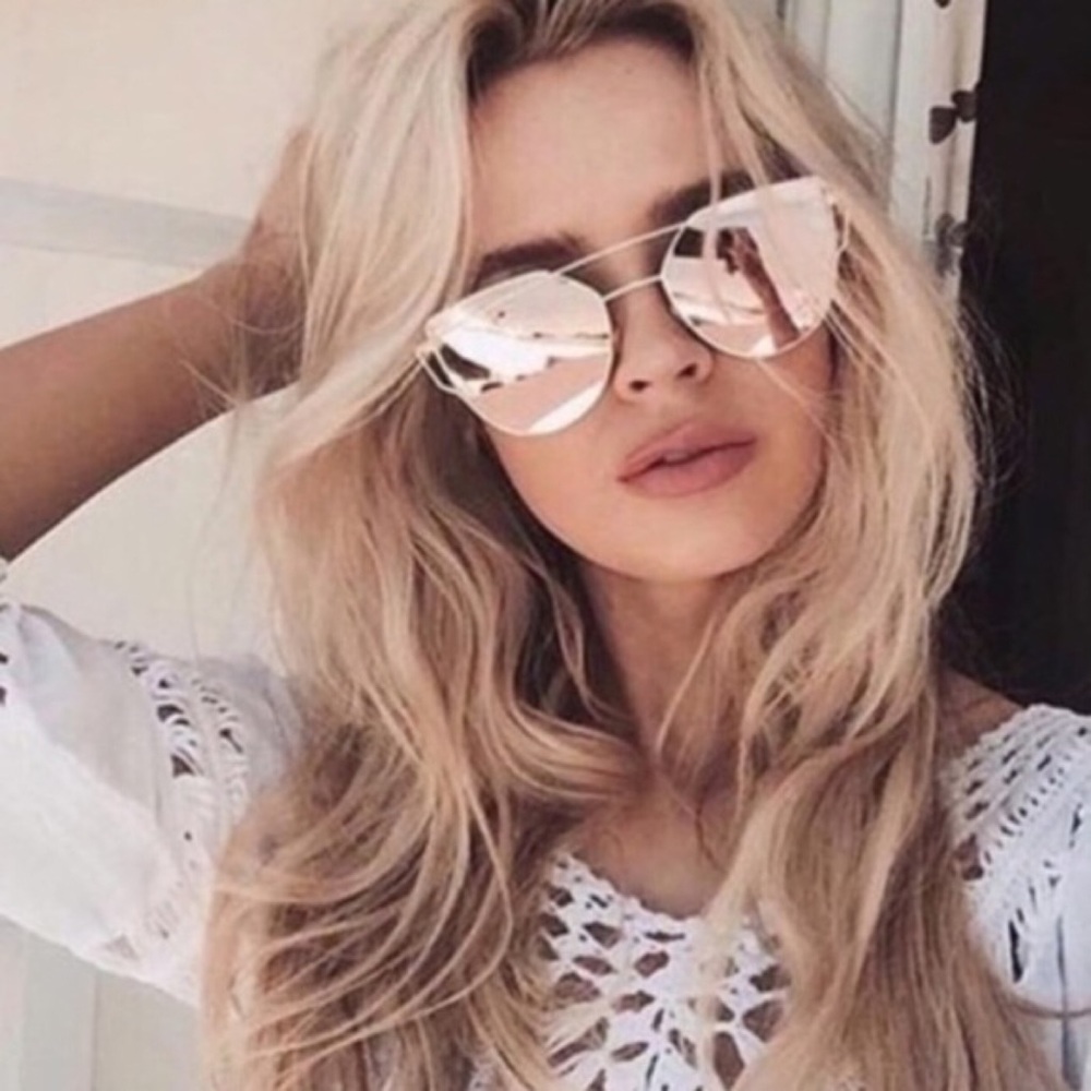 🆕 Cat Eye Mirrored Aviator Sunglasses - Picture 2 of 10